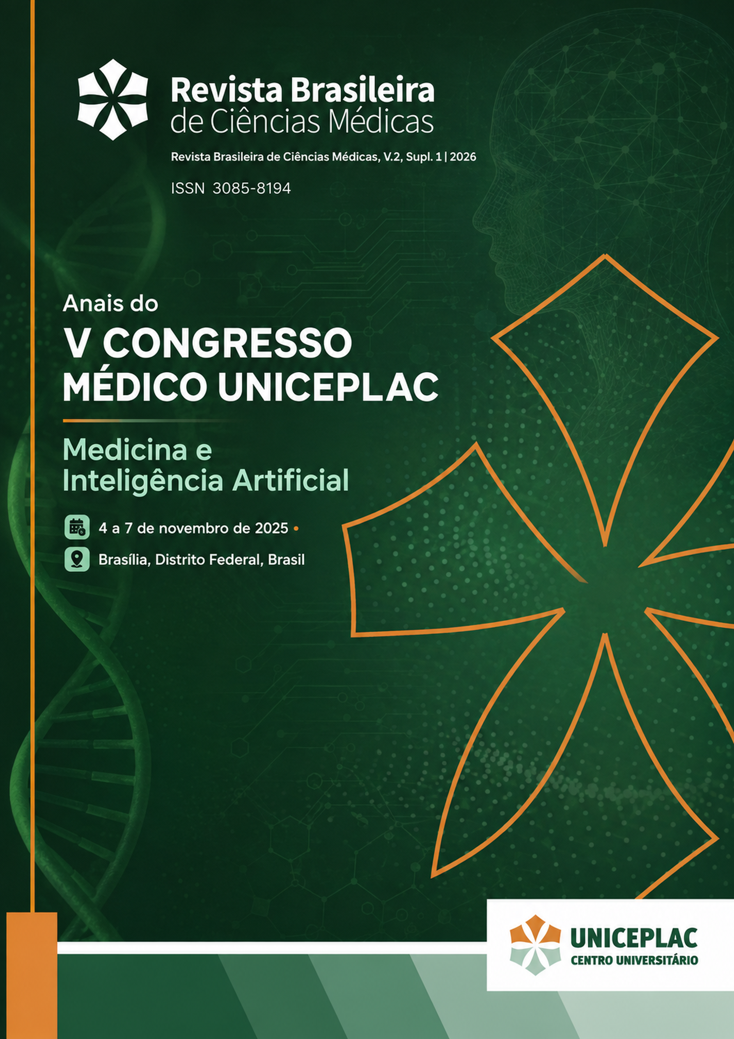 Capa dos Anais do V Congresso Médico UNICEPLAC: Medicina e Inteligência Artificial, volume 2, suplemento 1, 2026, da Revista Brasileira de Ciências Médicas.